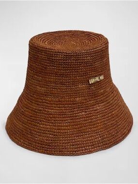 VAN PALMA Gina Straw Bucket Hat In Terra